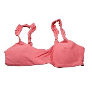 Aerie Ruffle Wide Strap Scoop Bikini Swim Top Women's Size Large Pink